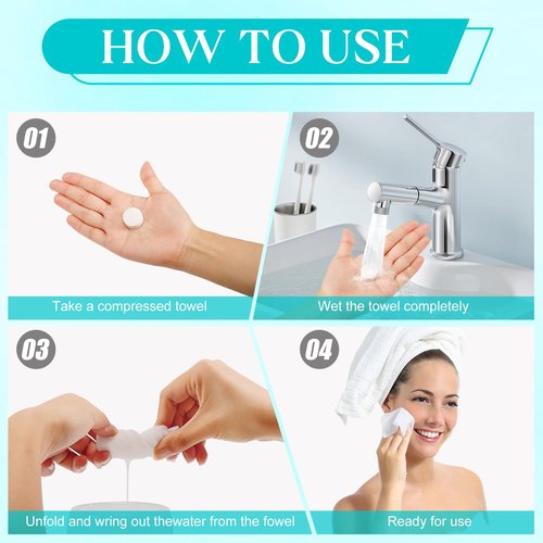 Cptoion 500 Pieces Compressed Wipes,Disposable Compressed Towels Tablets,Portable Face Towels Tablets for Travel,Camping,Hiking,Sport,Home