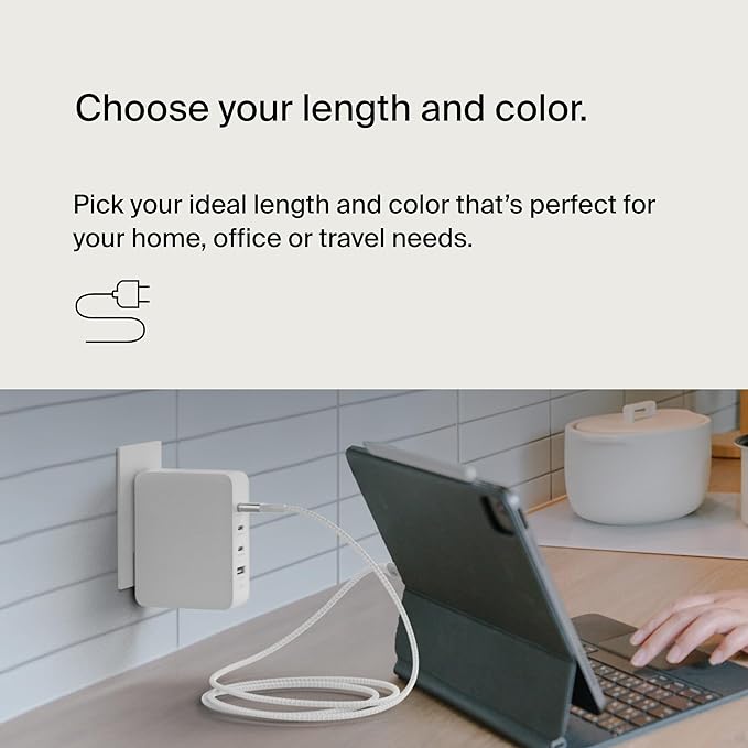 Belkin USB C to USB C Cable, 3.3ft, 240W - Type C Charger, iPhone Charger Cord, Fast Charging for iPhone 16, Galaxy S25, Pixel 9, MacBook, Chromebook, iPad Pro, Switch Steam Deck - White