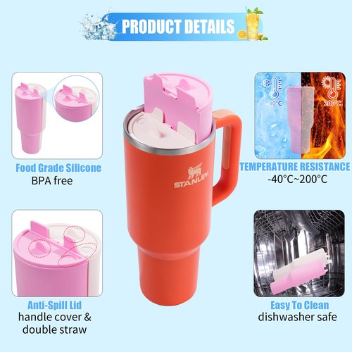 Stanley Cup 2-in-1 Drink Separator Silicone Liner for Stanley Cup 40 oz, Stanley Accessories, Classy Reusable Liner, Glitter Straw, Straw Cover Topper