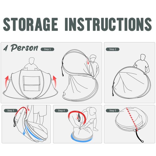 WYDHven Pop Up Tents for Camping, 4 Person Camping Tent with Extra Storage, UV Protection Waterproof Tent Fully Taped Seams, 2 Doors Easy Pop Up Tent for Camping, Hiking and Traveling