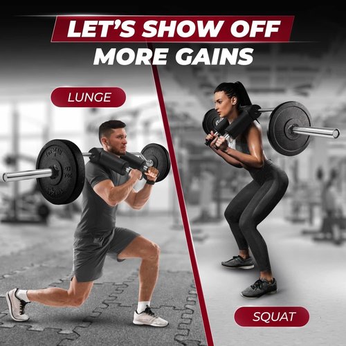 Yes4All Anti-Slip Squat Bar Attachment 1000LB Capacity/Fitness Squat Olympic Bar, Comfortable Neck Pad and Shoulder Pads, Comfortable Handle for Effective Weights Strength Training & Bodybuilding