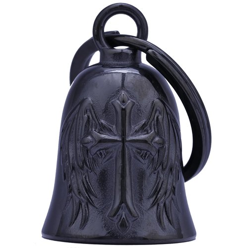 Motorcycle for Bells - Motorcycle Angel Bell for Men Women,Bell Biker Accessory,Guard Riding Safety (Eagle) (I Need You) (Cross Wing) (Black)