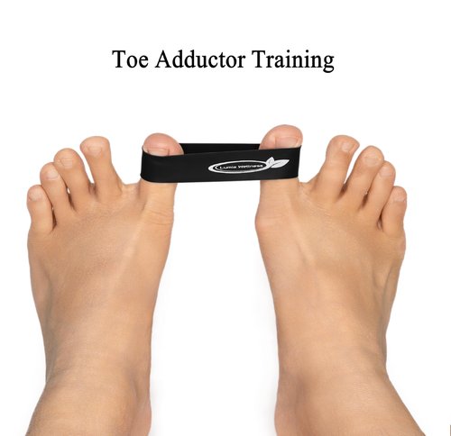 Toe Bands, Mini Latex Bands for Exercise & Stretch, Bunion Correction, Toe, Foot, & Ankle Strengthening, Toe Spacers for Hallus Valgus 4-Pack (Black)