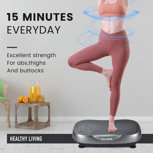 EILISON FIRMHOLD Handle Vibration Plate Exercise Machine for Lymphatic Drainage- Full Body Vibration Platform for Weight Loss, 350lbs Vibration Plate for Beginners & Recovery (Glory Grey)