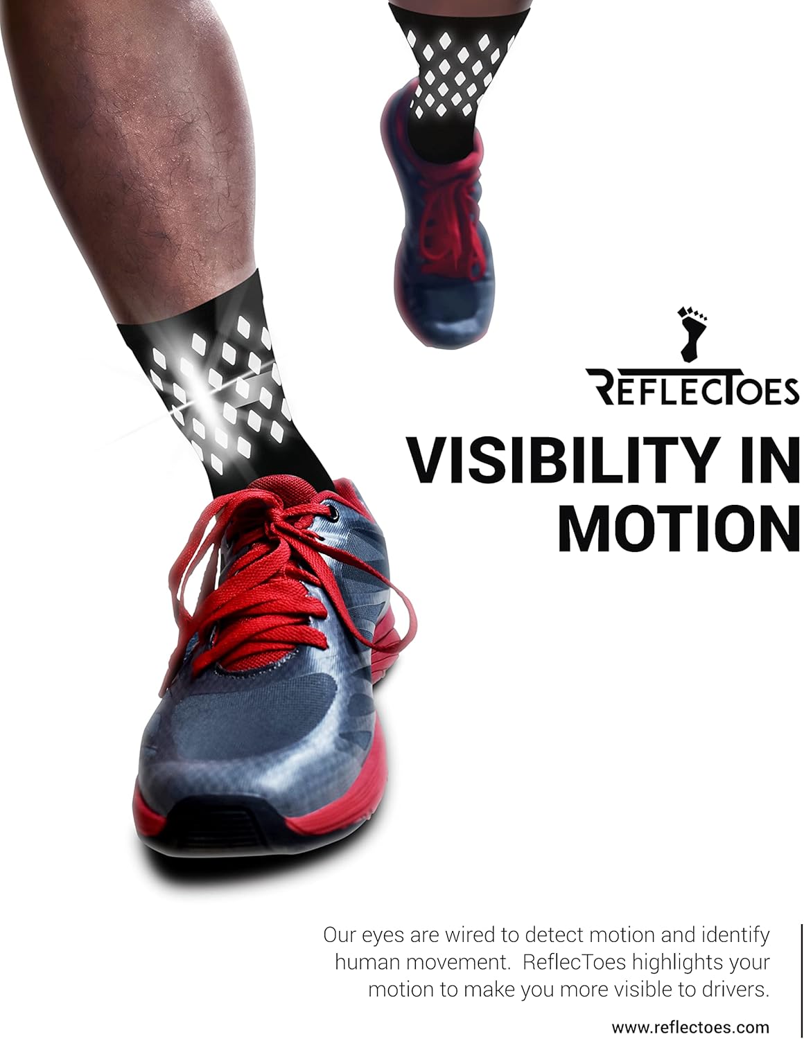 Reflective Socks - High Visibility Sports Socks Cushioned, Biomotion Safety Gear for Outdoor Athletes