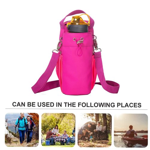 VKZ Magnetic Crossbody Gym Bag Water Bottle Holder Waterproof, Sling Bag for Men and Women Carrier Bag with Phone Pockets Handle Shoulder Strap, Travel Water Bottle Bag Accessories Organizer (Pink)