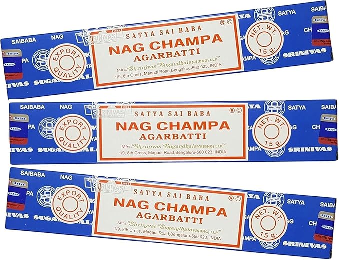 Satya Nag Champa 15grams x 3 Packs Incense Sticks with Giftbrit Incense Sticks Holder for Positivity, Meditation, Relaxation, Yoga, Healing