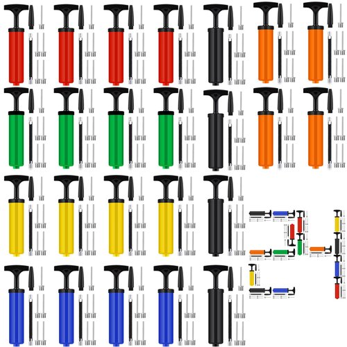 WILLBOND Ball Air Pump Bulk with Needle for Sports Balls Operation Christmas Hand Pump Portable Kit Extension Hose for Balls Basketball Soccer Christmas Volleyball Gifts(24 Sets)