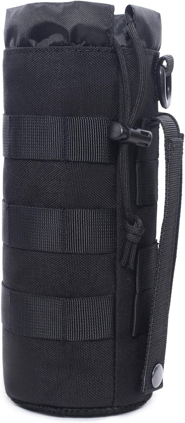 Tactical Molle Water Bottle Pouch Military Drawstring Open Top & Mesh Bottom Travel Water Bottle Holder Bag Tactical Hydration Carrier