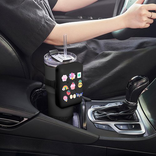 Silicone Water Bottle Pouch for Stanley Cup,Compatible with Stanley Cup Water Bottle Tumbler Pouch Purse Wallet Accessories 10PCS Charms & Boot (Black)