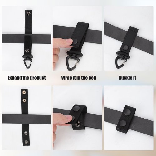 PEUTIER 5pcs Belt Keepers for Duty Belt & 1pcs Key Clip, Nylon Duty Belt Accessories with Double Snaps Duty Belt Clip Law Enforcement Accessories Fit for 2-2.5in W Belt Loop Keeper