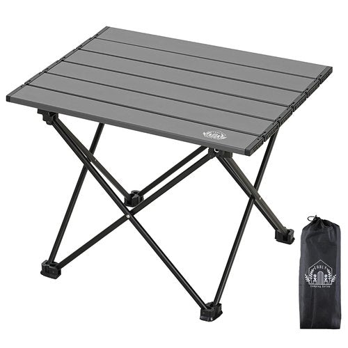 EHHLY Portable Folding Camping Table, Small Compact Aluminum Beach Picnic Table, Lightweight Collapsible Outdoor Camp Tables That Folds & Rolls Up, Beach Gear Essentials Camp Accessories, Grey