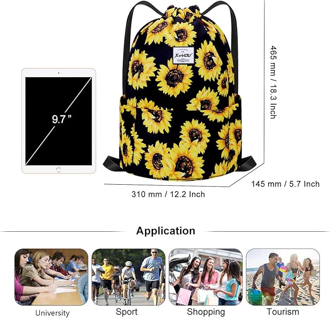 XEYOU Drawstring Sports Backpack Lightweight Gym Yoga Sackpack Shoulder Rucksack Casual Outdoor Daypack for Women and Men
