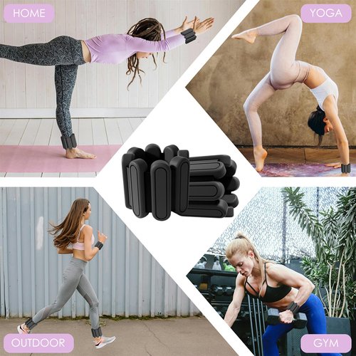 YUHUF-Adjustable Ankle & Wrist Weights, Set of 2（1.05Lbs Each),Wearable Waterproof Silicone Workout Weighted Arm & Leg Weights for Gym,Walking,Jogging,Aerobics,Training Strength,Yoga,Dance, Pilates