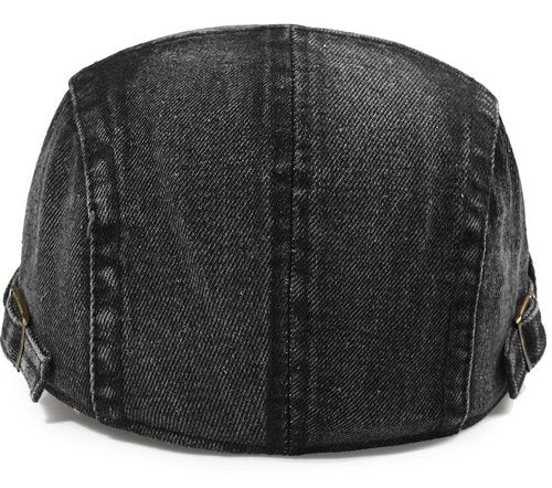 Taidor Mens Denim Cotton Newsboy Cap Ivy Gatsby Driving Hunting Cabbie Hat Black