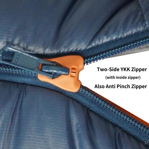 Mountainlodge 3-4 Seasons Blue Shingle Sleeping Bag 15℉ with Inner Pocket for Adult,Perfect for Backpacking,Traveling and Hiking,Including Free Compression Stuff Sack. (Right)
