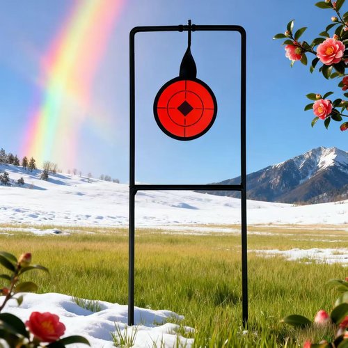 Metal Target, Backyard BB Target, Automatic Reset, Round, Iron, Portable Design, Suitable for Home Garden, Lawn, Farm, Patio, Backyard(Round)