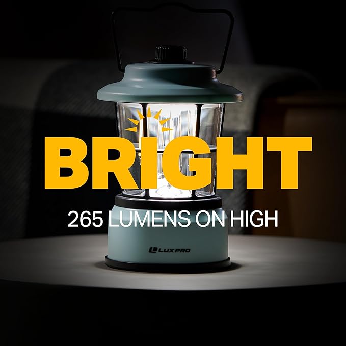 LUXPRO Retro LED Lantern - Battery-Powered Emergency Lantern - Water Resistant - Bright LED Lamp for Indoor & Outdoor Use - Use for Tents, Hiking or Hurricane Prep - Blue