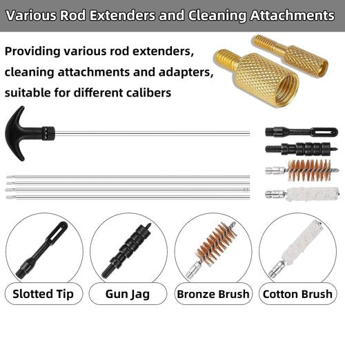 Magsaddle Universal Gun Cleaning Kit for Pistol, Shotgun, Rifle, Handgun, Airgun, Revolver, Cleaning Kit with Brushes, Jags, Slotted Tips, Portable Case