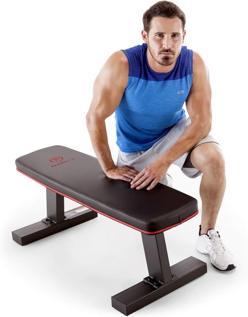 Marcy Flat Utility Weight Bench for Home Gym - Ideal for Weight Training & Ab Exercises