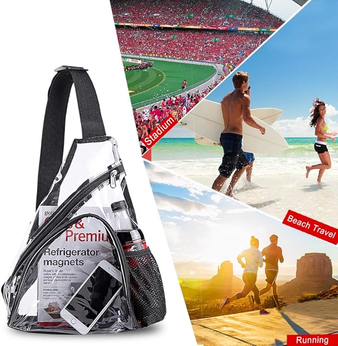 Clear PVC Sling Bag - Stadium Approved Clear Shoulder Crossbody Backpack