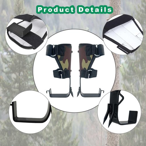 kilogorge Tree Climbing Spikes, Tree Climbing Gear Set,Tree Climbing Kit with 2 Claws and Wide Pedal,Camouflage Green Tree Climbing Equipment, Tree Spikes Set for Climbing,Picking Fruit, Outdoor