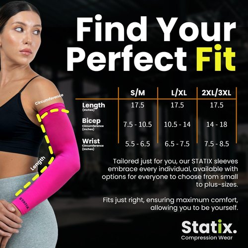 Statix Cooling Arm Sleeves for Men and Women Sun Protection Arm Warmers for Sports Gardening Purple Design S/M