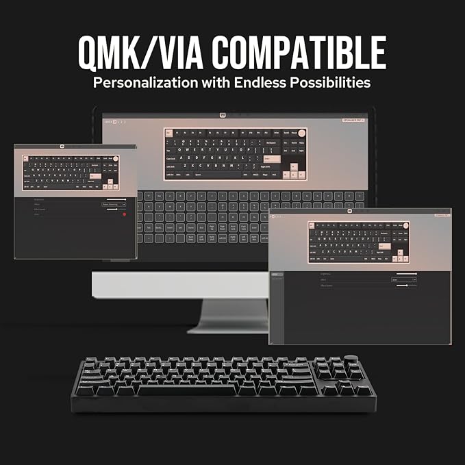 EPOMAKER P87 TKL Aluminum Wireless Gaming Keyboard, QMK/VIA Programmable, 87% Bluetooth/2.4Ghz/USB-C, with CNC Metal Knob and RGB Backlight (Black, Wisteria Tactile Switch)