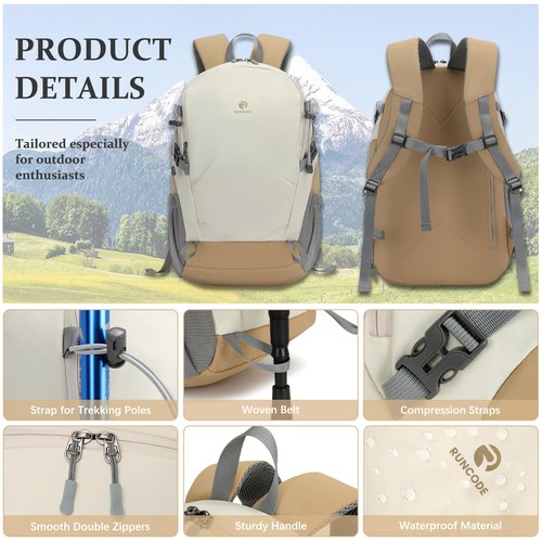 RUNCODE Hiking Backpack for Men Women, 25L Lightweight Travel Backpack Camping Daypack for Outdoors
