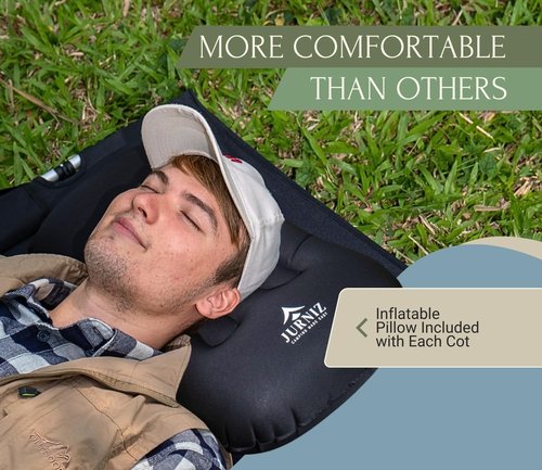 JURNIZ Ultralight Camping Cot for Adults and Kids; Supports up to 330lbs; 4.85lbs Ultralightweight Portable Camping Bed for Hiking, Camping and Backpacking with Carry Bag (Green)