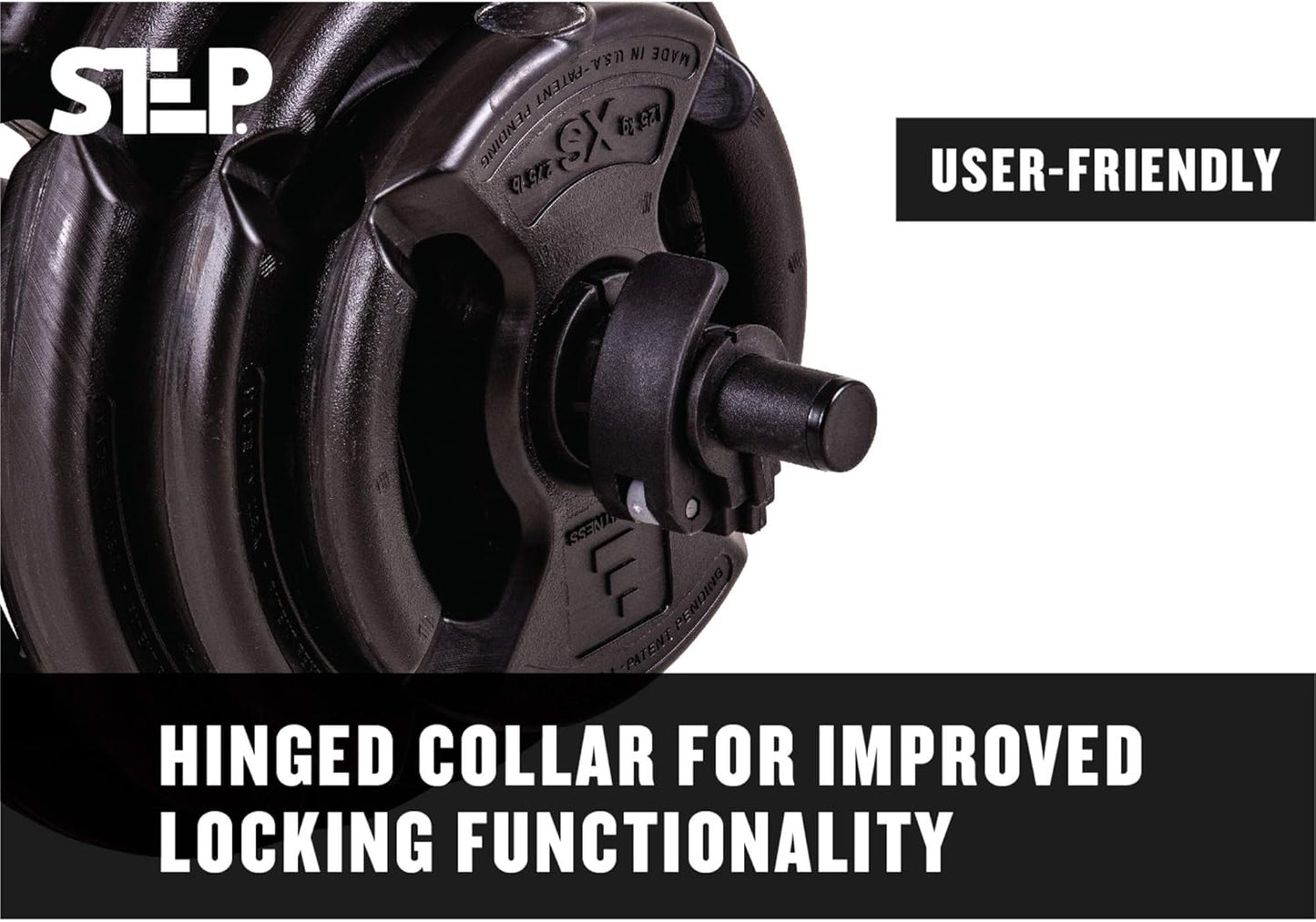 The Step Fitness Adjustable Dumbbell Set or Barbell Weight Set, 35-60 lbs, with Collars, and Weights