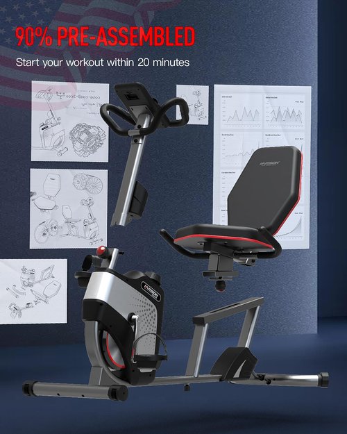 HARISON Pro Recumbent Exercise Bike 350 lbs Capacity, Magnetic Recumbent bike for Adult and Seniors, Recumbent Stationary bike for Home with Smart Bluetooth App, 2 in 1 LCD Monitor and Tablet Holder (HR-B50A)