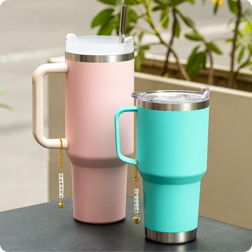 Snowfall Name ID Letter Charm for Stanley Cup, Simple Modern 30 OZ 40 OZ, 2Pcs DIY Personalized Charm Accessories for Stanley Tumbler (Heart Star)