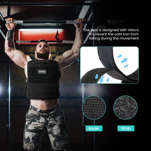 MVRK Adjustable Weighted Vest - Tactical MOLLE Fitness Training Vest with 3.75, 5.75, 8.75lbs. Plates - Adjustable & Slim Design for Running, Lifting, Hiking, Strength Training - Workout Equipment