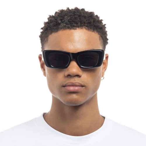 Le Specs Dopamine Sunglasses - Black, Rectangle, Unisex, Classic Retro Style