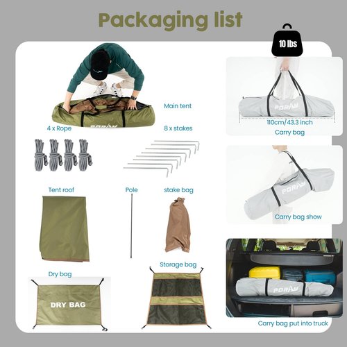 Portable Camping Shower Tent Deluxe Changing Room Easy Set Up Privacy Shelter,Large Toilet Tent 2 Rooms with Floor Drain Design for Beach, Camping,Hiking with Stakes and Ropes for Stability
