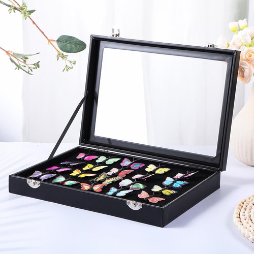 2 Pack Enamel Pin Display Case, Pin Collection Holder, 11" X 8" Shadow Box Frame for Military Medal Jewelry Pin Badge Collection, Black