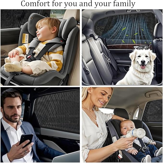 [2025] Car Window Screen Shades for Ram 1500 2500 3500 2019-2025 for Side Window 4 Pcs Truck Picup SUV Bug Mosquito Net Camping Breathable Mesh Netting UV Protection for Baby,Kids