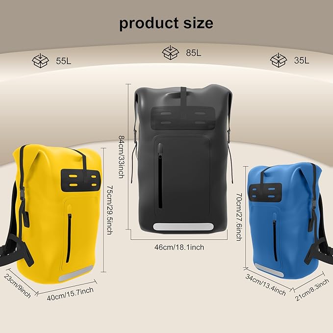 Waterproof Backpack，Heavy Duty Hiking Backpack，35/55/85L dry bag backpack waterproof for Men，Roll-Top Closure，for Kayaking, Travel, Hiking, Fishing, Camping, Motorcycles (blue, 85L)