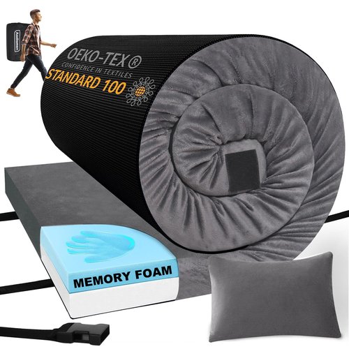 Aodisman 3 Inch Thick Memory Foam Sleeping Pad Camping Mattress,Portable Roll up Mattress-Car/Tent/Cot/Floor,Comfortable Sleeping Mats for Guests Adult Sleepover