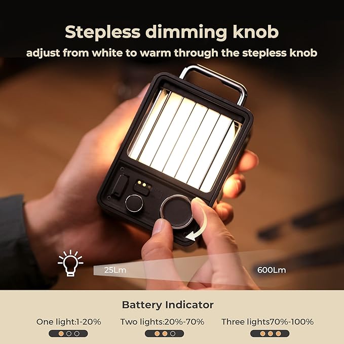 FLEXTAILGEAR LED Camping Lantern Rechargeable,Progressive Light Modes,Vintage Camping Light,IPX5 Waterproof Portable Rechargeable Lantern for Patio,Hiking,Camping,Bedroom