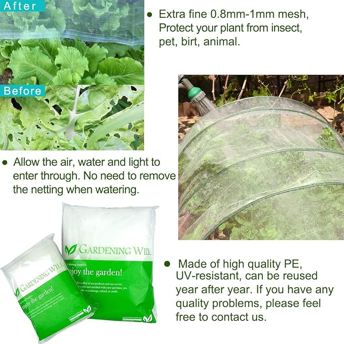 4Ft x 10Ft Mosquito Bug Insect Bird Fine Mesh Net Barrier Hunting Blind Garden Screen Netting for Protect Your Plant Fruits Flower