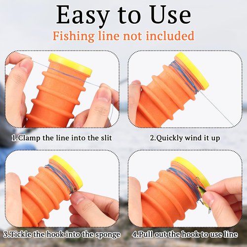 Rotatingpals 6 Pcs Fishing Leader Holder Snell Hook Storage with 72 Line Slots Organizer Fishing Storage Tackle Organizer and Keeper Rigger for Walleye Catfish(Orange)