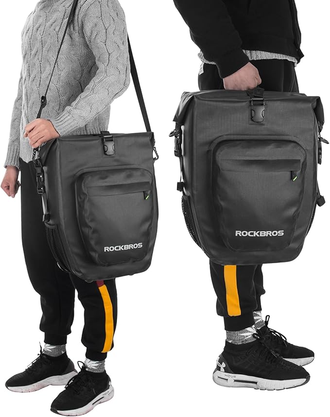 ROCKBROS Bike Pannier Waterproof 27L Large Capacity Bike Bag Rear Rack Bicycle Pannier Bag Waterproof for Grocery Touring Cycling Upgrade Black * 1
