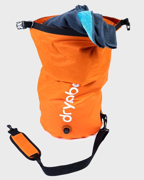 Dryrobe Travel Compression Bag - Large Compact Waterproof Bag for Travel & Sports Storage - Wet Bags for Swimming/Surfing/OCR - Stuff Sack for Wet Clothes with Roll Up Closure - 33 L - Orange