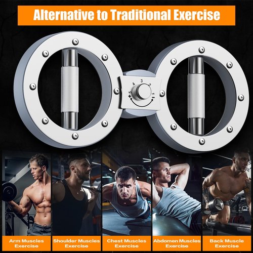 POZOERA Burn Machine - Arm Exercise Equipment with 12LB Adjustable Resistance,Forearm Strength Trainer for Men&Women with 360 Degree Rotator (Silver)