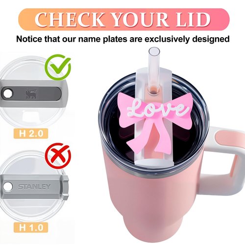 BestStone Personalized Stanley Cup 40 oz Name Tag, Tumbler Lid Topper, Stanley Cup Accessory (Smile)
