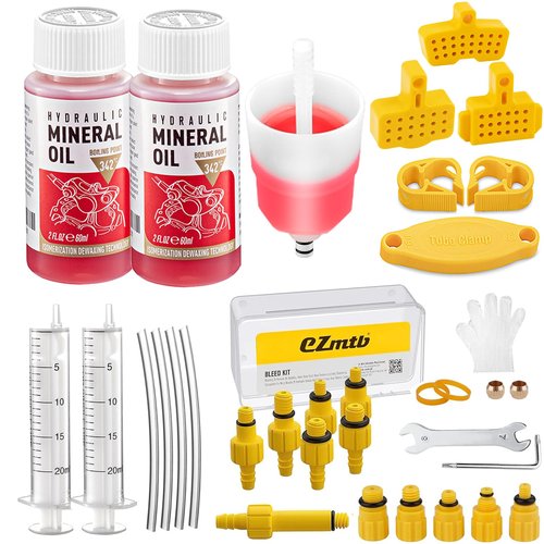 Brake Bleed Kit for SHIMANO, TEKTRO, TRP Hydraulic Disc Brakes, Brake Fluid Bleeder Kit with Performance Mineral Oil Brake Fluid 120ml/4oz, Adapters for Most MTB/Road Bike Brake (Upgraded)
