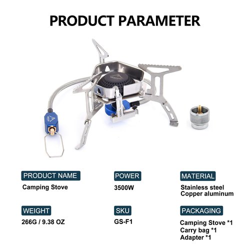 Widesea 3500W Windproof Camp Stove,Camping Gas Stove, Small Camping Stove with Piezo Ignition,Portable Collapsible Stove for Outdoor,Picnic, and Backpacking Hiking