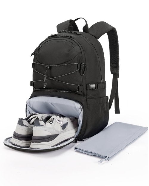 BAGSMART Gym Backpack with Shoes Compartment, Travel Backpack for Men Women, Stylish Workout Sport Bag for Yoga, Casual Weekender Carry On for Flight, College, Outdoor, Black